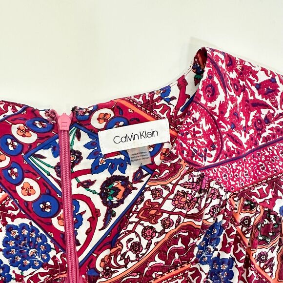 Calvin Klein Faux Wrap V-Neck Floral Maxi Dress Sz 4 Boho - Picture 7 of 9